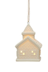 STONEWARE HOUSE ORNAMENTS W/ LED LIGHT