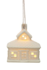STONEWARE HOUSE ORNAMENTS W/ LED LIGHT