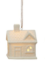 STONEWARE HOUSE ORNAMENTS W/ LED LIGHT