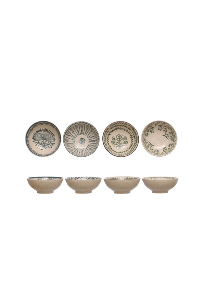 STONEWARE BOWL W/FLORAL DESIGN