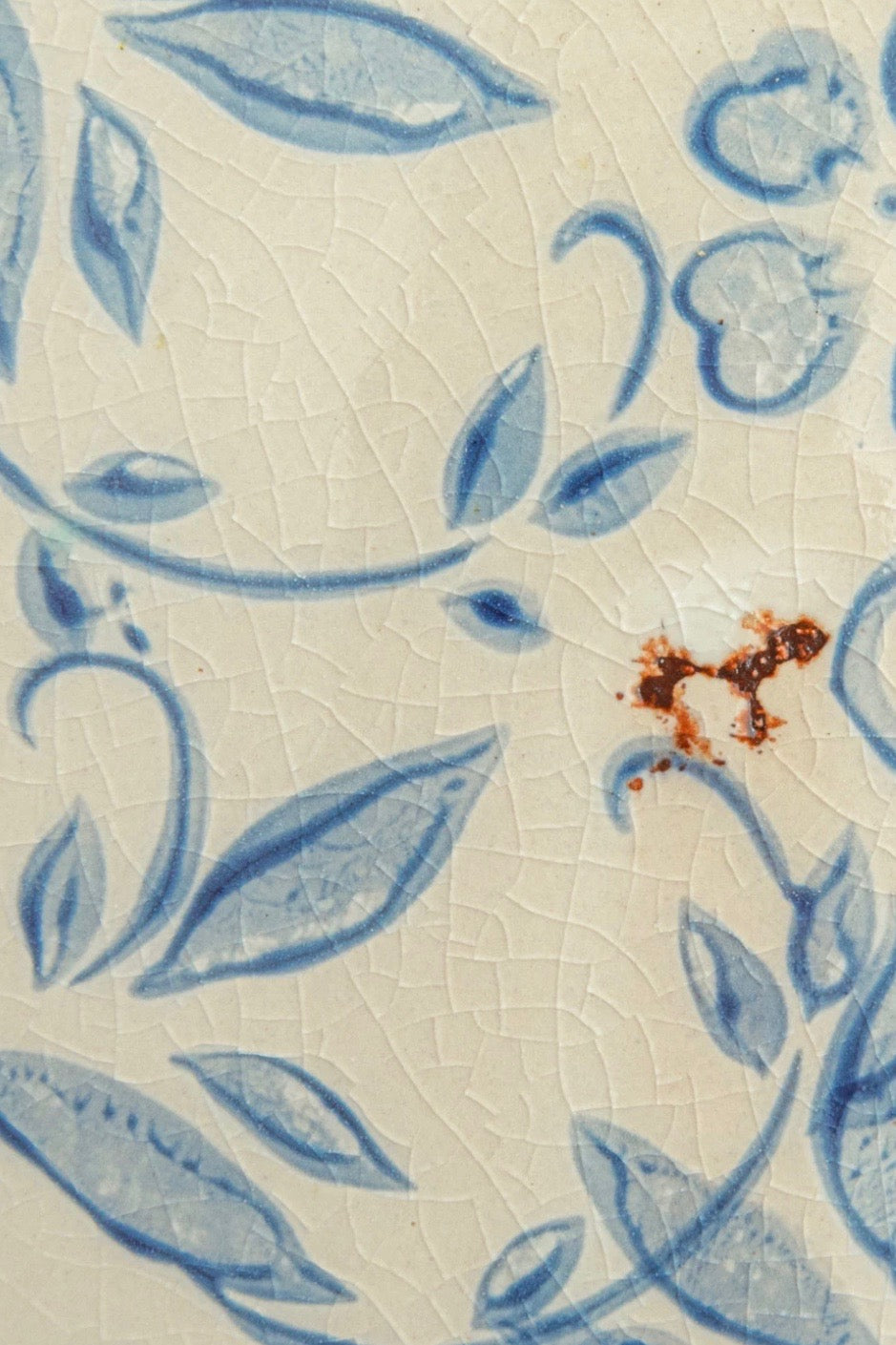 BLUE FLORAL TERRACOTTA VASE