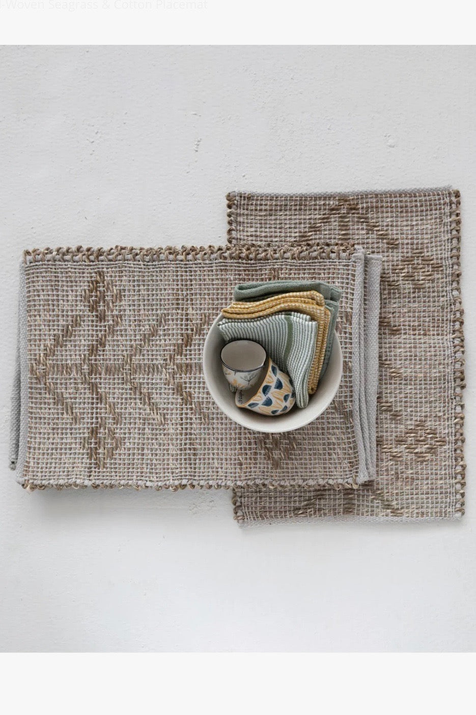 TWO-SIDED HAND-WOVEN SEAGRASS & COTTON PLACEMAT