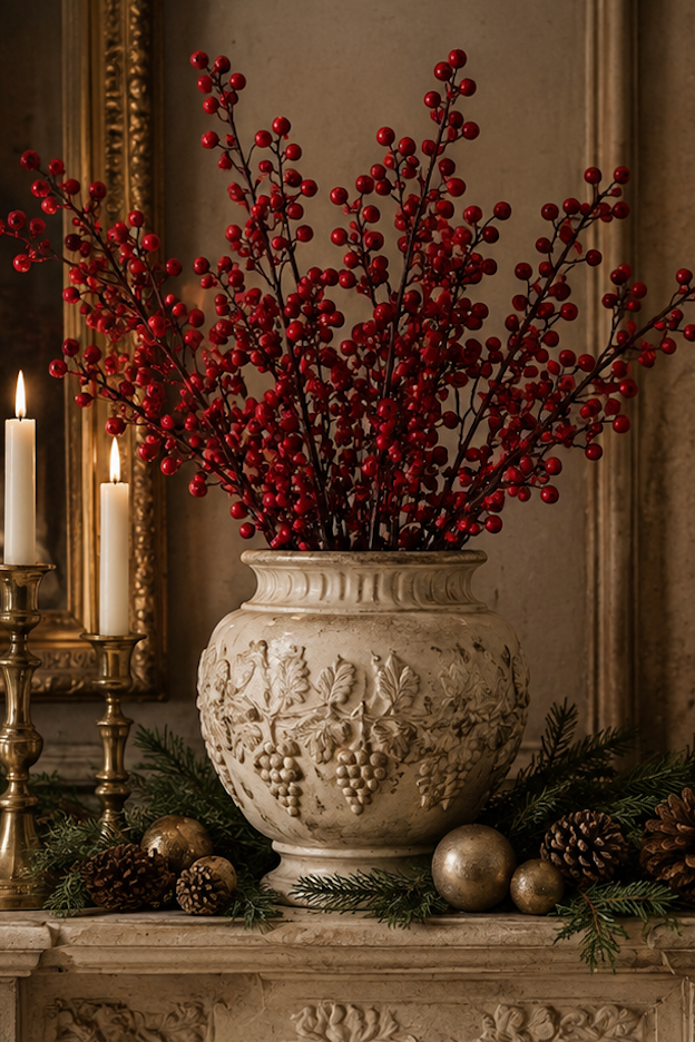 WINTER HOLLY BERRY BRANCH