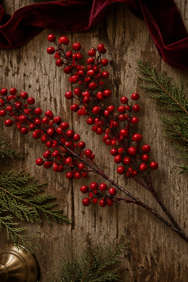 WINTER HOLLY BERRY BRANCH
