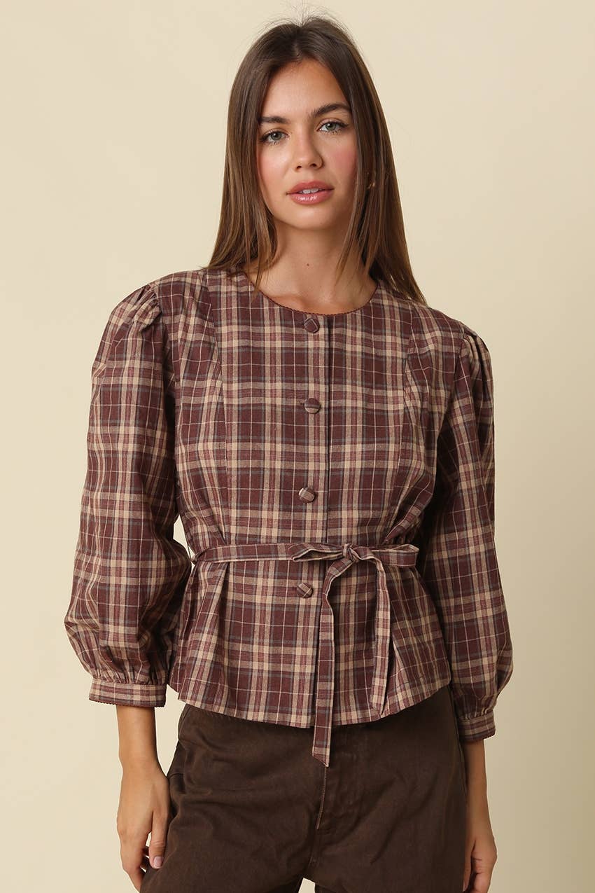 MARLOWE PLAID BLOUSE