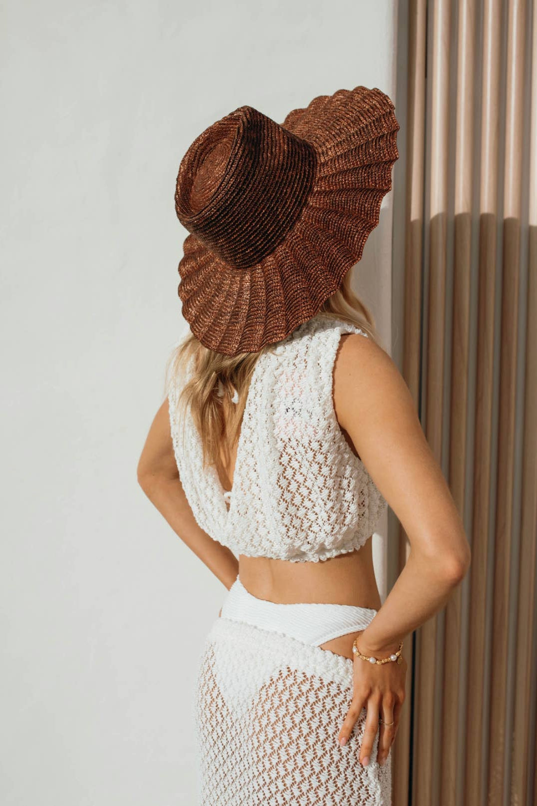 NALU BROWN - WIDE BRIM STRAW HAT