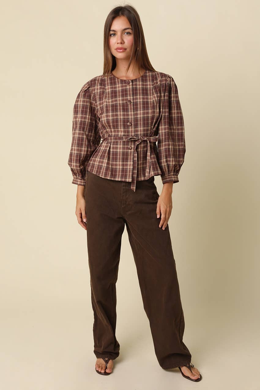 MARLOWE PLAID BLOUSE
