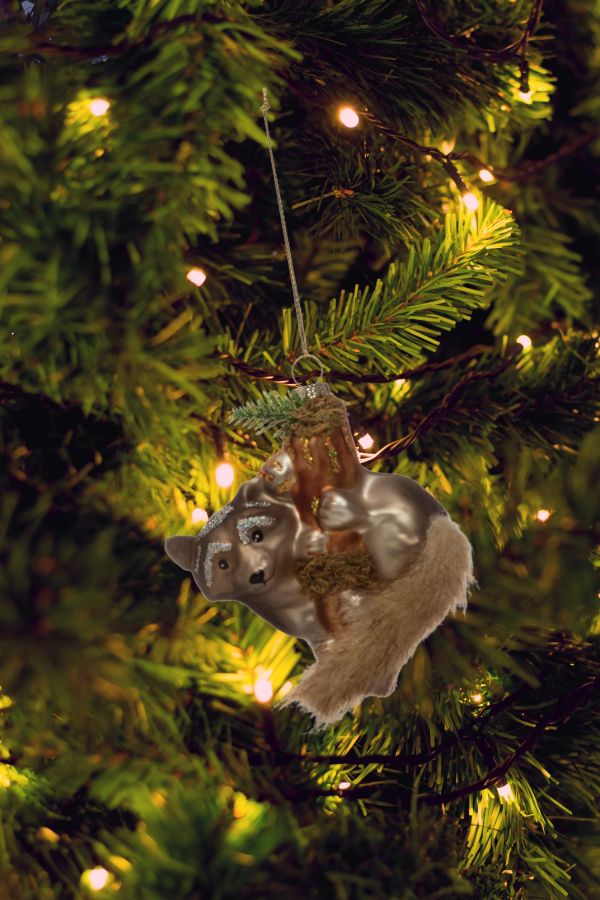 GLASS RACCOON ORNAMENT