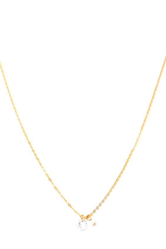 MAY MARTIN - PETITE CZ PEARL CHARM NECKLACE