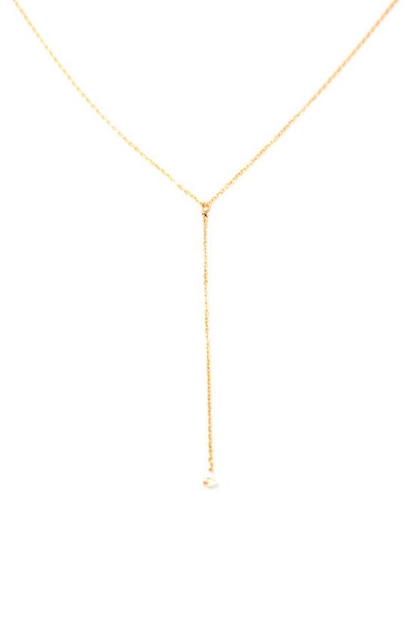 MAY MARTIN - DAINTY PEARL LARIAT NECKLACE