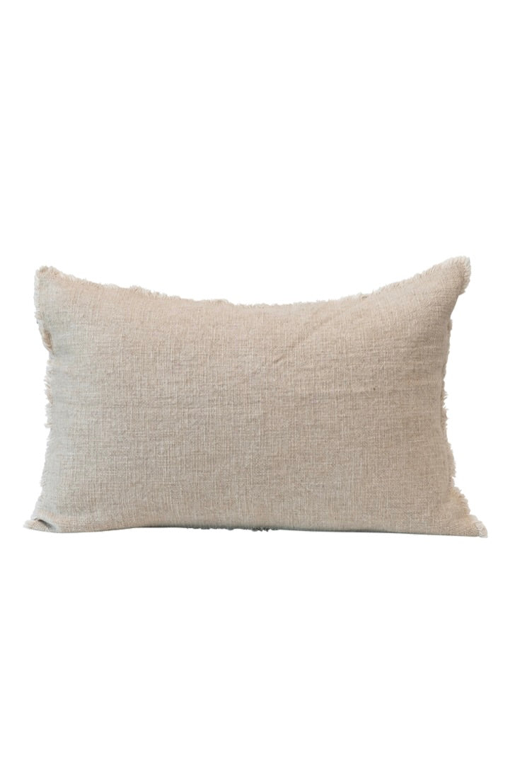 LINEN BLEND LUMBAR PILLOW W/ FRAYED EDGES