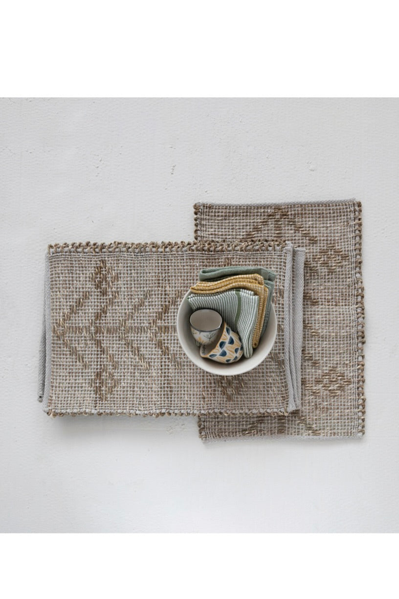 TWO-SIDED HAND-WOVEN SEAGRASS & COTTON PLACEMAT