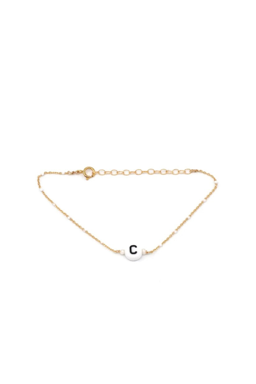 MAY MARTIN - ENAMEL & GOLD INITIAL BRACELET