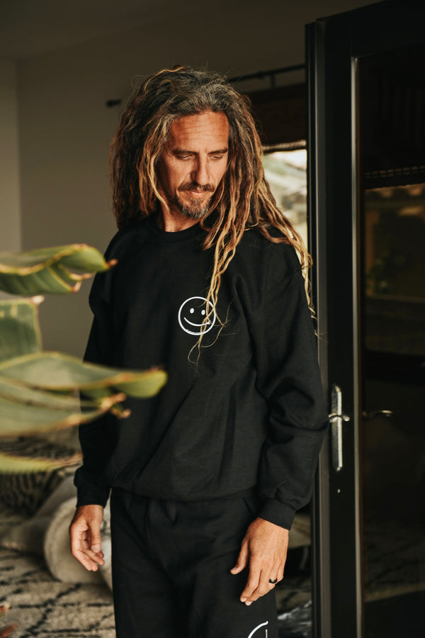RMS SMILEY CREWNECK- BLACK/WHITE