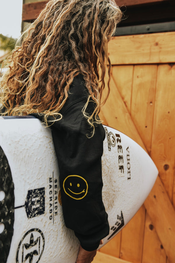 RMS SMILEY CREWNECK- BLACK/YELLOW