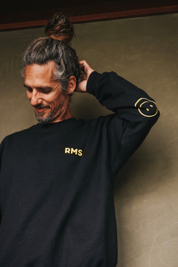 RMS SMILEY CREWNECK- BLACK/YELLOW