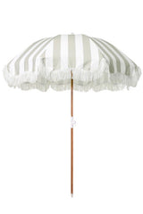 BUSINESS & PLEASURE CO. - THE HOLIDAY BEACH UMBRELLA - SAGE CREW STRIPE *AVAILABLE FOR IN STORE PICK UP ONLY*